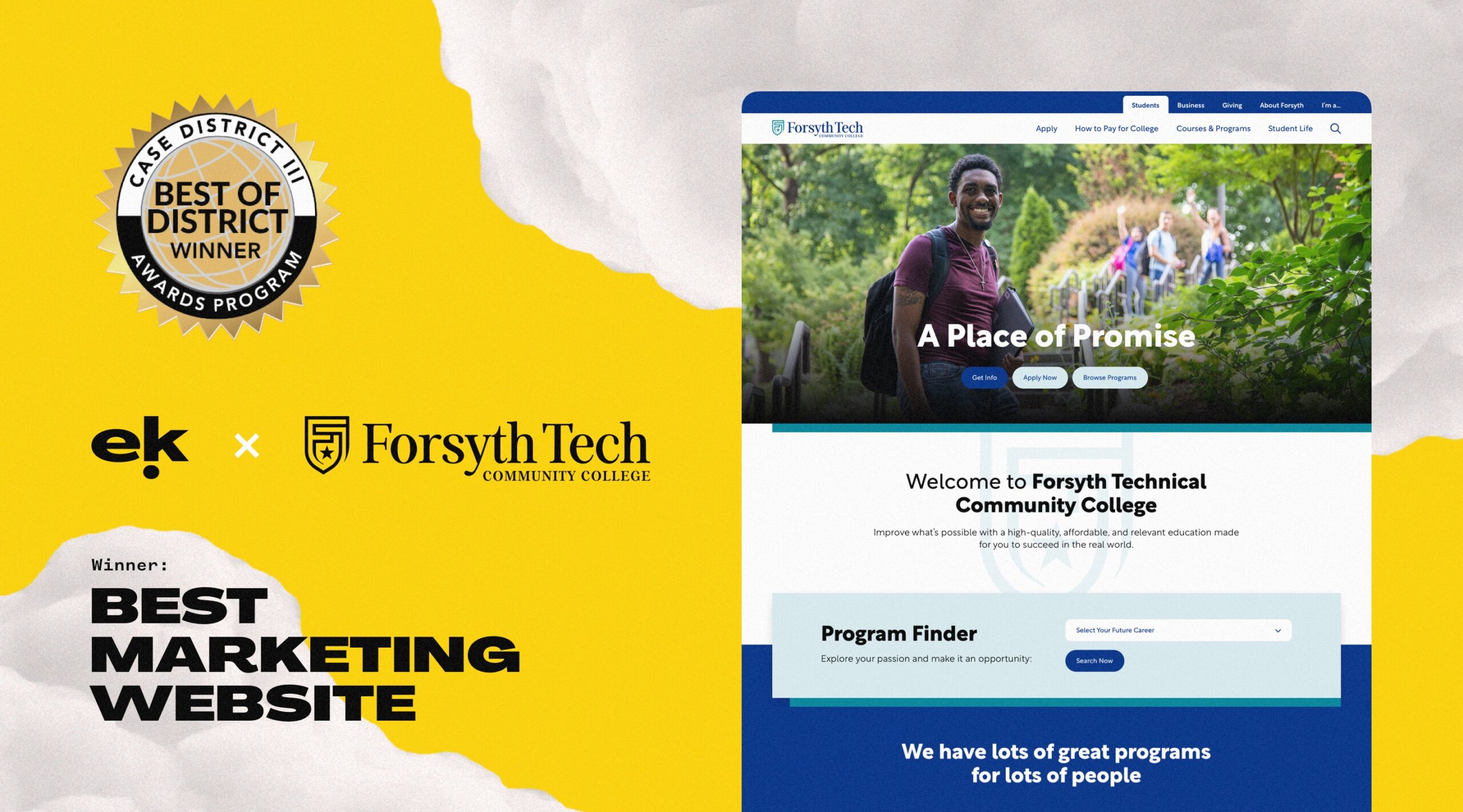 Electric Kite and Forsyth Tech Win a CASE Award for Website Redesign