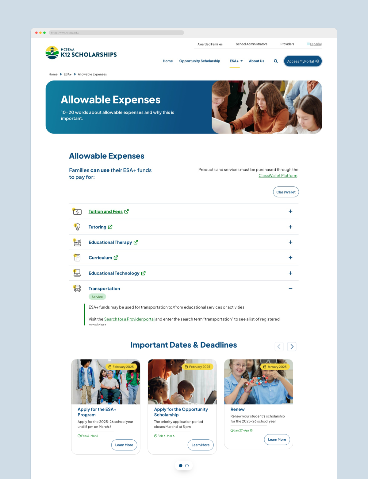 K12 List of Allowable Expenses